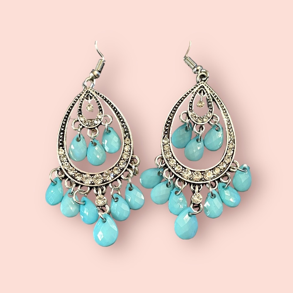 Paparazzi Blue Stone Chandelier Boho Earrings